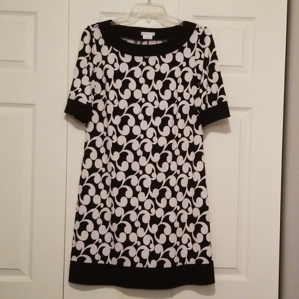 London Times Black and White Pattern Dress